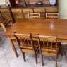 Conjunto de Mesa Verão 1,50m Tampo de Madeira com 6 Cadeiras Ripadas Mel