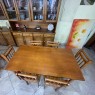 Conjunto de Mesa Verão 1,50m Tampo de Madeira com 6 Cadeiras Ripadas Mel