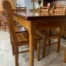 Conjunto de Mesa Verão 1,50m Tampo de Madeira com 6 Cadeiras Ripadas Mel