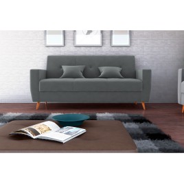 Sofá-Cama com Baú 3 Lugares Paloma Veludo Cinza