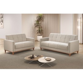 Conjunto Sofá 2 e 3 Lugares Veludo Rony 610 Linho Cinza Grafite