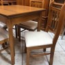 Conjunto de Mesa Verão Quadrada 0,80m Tampo de Madeira com 4 Cadeiras Ripadas Mel