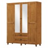 Guarda Roupa Solteiro Madeira 4 Portas de Abrir Ripadas 2 Gavetas 2 Espelhos 1,77m Bogotá Imbuia