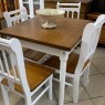 Conjunto de Mesa Verão Quadrada 0,80m Tampo de Madeira com 4 Cadeiras Ripadas Laca Branca/ Mel