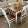 Conjunto de Mesa Verão Quadrada 0,80m Tampo de Madeira com 4 Cadeiras Ripadas Laca Branca/ Mel