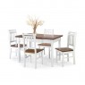 Conjunto de Mesa 1,20x0,80m Tampo de Madeira com 4 Cadeiras Verão Ripadas Laca Branca/ Mel