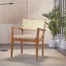 Poltrona com Braço de Madeira Decorativa Encosto Palhinha Kátia Linho