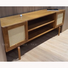 Rack Sala Madeira 2 Portas Palhinha Natural 1,55m Vancouver Mel