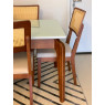 Conjunto de Mesa Premium 1,80m Tampo Laca Branca Vidro Branco com 6 Cadeiras Tela