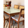 Conjunto de Mesa Premium 1,80m Tampo Laca Branca Vidro Branco com 6 Cadeiras Tela