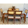 Conjunto de Mesa Premium 1,80m Tampo Laca Branca Vidro Branco com 6 Cadeiras Tela