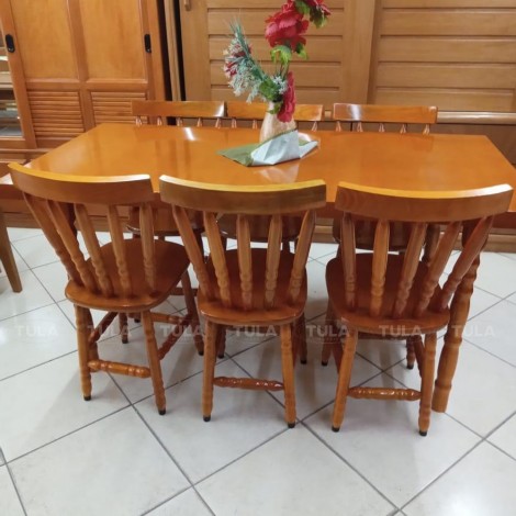 Conjunto de Mesa Madeira 1,60m com 6 Cadeiras Corupixá Mel