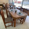 Conjunto de Mesa Viena 1,20m Tampo de Madeira com 4 Cadeiras Tecidos Diversos Imbuia Clara