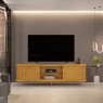 Bancada com Painel Led Tampo Arredondado 2,18m MDF Diana Cor Cedro