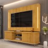 Bancada com Painel Led Tampo Arredondado 2,18m MDF Diana Cor Cedro