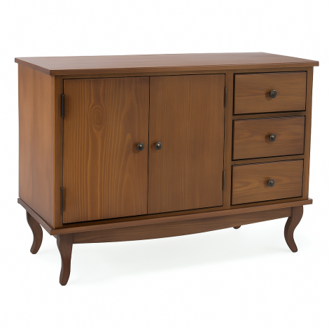 Buffet de Madeira 2 Portas 3 Gavetas1,20m Clean Imbuia