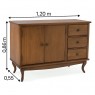 Buffet de Madeira 2 Portas 3 Gavetas1,20m Clean Imbuia