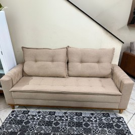 Sofá 3 Lugares Living 2,10m Suécia Linho Bege