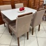Conjunto de Mesa 1,20x0,80m Vidro Off White com 4 Cadeiras Estofadas Bali