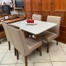Conjunto de Mesa 1,20x0,80m Vidro Off White com 4 Cadeiras Estofadas Bali