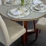 Conjunto de Mesa Redonda 1,20m vidro off white Atlanta com 4 cadeiras Madri Linho bege
