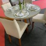 Conjunto de Mesa Redonda 1,20m vidro off white Atlanta com 4 cadeiras Madri Linho bege