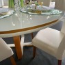 Conjunto de Mesa Redonda 1,20m vidro off white Atlanta com 4 cadeiras Madri Linho bege