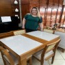 Conjunto de Mesa Esthelita Extensível 1,10-1,60m Vidro Fendi com 4 Cadeiras Milão