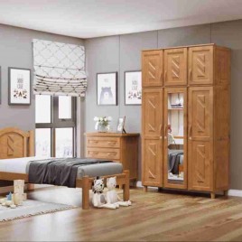 Guarda Roupa Solteiro Madeira Duplex 3 Portas Abrir Grécia 1,28m Mel Freijó