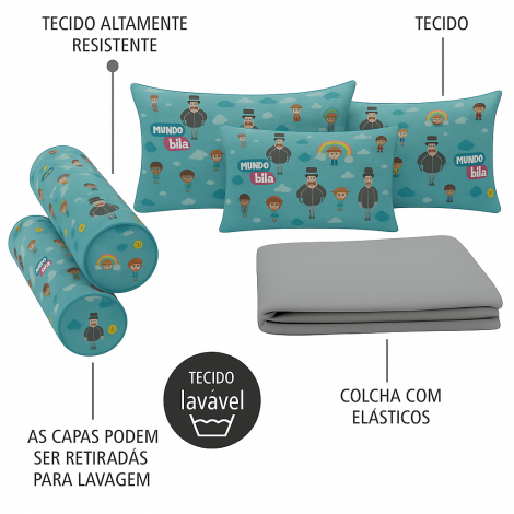 Kit Almofadas Cor Mundo Bita para Bicama-Sofá