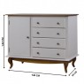 Cômoda de Madeira Sapateira 4 Gavetas 1 Porta 1,26m Clean Laca Branca/Imbuia