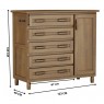Cômoda Sapateira Grécia 1,23m 5 Gavetas+1 Porta Imbuia/Mel Claro