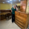 Cômoda Russa 1,10m 4+2 Gavetas com Chave com Puxadores Retos de MadeiraImbuia Clara