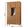 Guarda Roupa Solteiro Madeira Duplex 3 Portas Abrir 4 Gavetas Com Espelho Santiago 1,28m