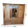 Guarda Roupa Casal Madeira Com Espelho 3 Portas de Correr Ripada 9 Gavetas Copacabana 1,90m