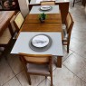Conjunto de Mesa Londres Extensível 1,10-1,70m Vidro Fendi com 4 Cadeiras Palhinha Inglaterra