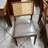 Conjunto de Mesa Londres Extensível 1,10-1,70m Vidro Fendi com 4 Cadeiras Palhinha Inglaterra