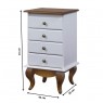 Mesa de Cabeceira de Madeira 4 Gavetas Clean Laca Branca/Imbuia