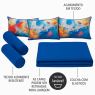 Kit Almofadas Cor Aquarela/Azul para Bicama-Sofá