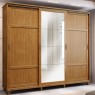Guarda Roupa Casal Madeira 3 Portas Correr Com Espelho 2,42m Dublin Com Pés Imbuia