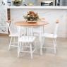 Conjunto de Mesa Redonda em Madeira Brisamar 0,90m com 4 Cadeiras Laca Branca/Mel