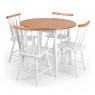 Conjunto de Mesa Redonda em Madeira Brisamar 0,90m com 4 Cadeiras Laca Branca/Mel