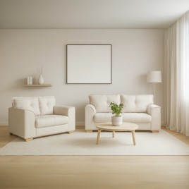Conjunto de Sofá 3 e 2 Lugares Dourados Linho Bege