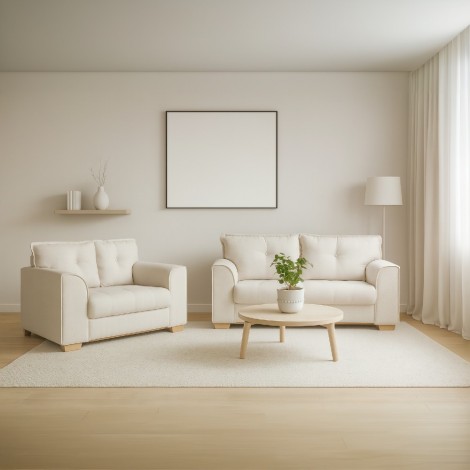 Conjunto de Sofá 3 e 2 Lugares Dourados Linho Bege