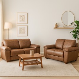 Conjunto de Sofá 2 e 3 Lugares Rony 250 Corino Marrom