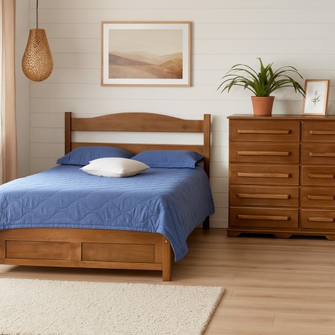 Cama de Casal Madeira 1,40m Malu Imbuia