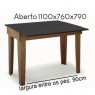 Mesa em Madeira Extensível Aparador Vidro Preto 1,10m Top