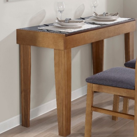 Mesa em Madeira Extensível Aparador Vidro Preto 1,10m Top