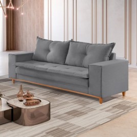 Sofá 3 Lugares Living 2,20m Cairo Linho Cinza