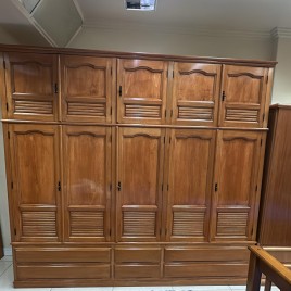 Guarda Roupa Casal Madeira 2,58m Duplex 5 Portas Abrir 6 Gavetas Veneziana